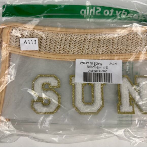 NWOT Stylish Clear Bag with Beige& Gold Cosmetic Bag SUN Summer bag - Picture 6 of 6